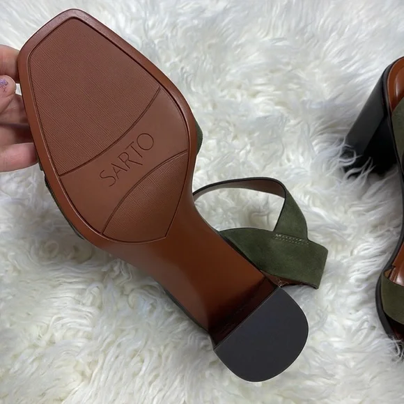 Franco Sarto Willis Green Suede Sandals - Picture 9 of 11